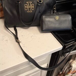 Tory Burch Black Leather Shoulder Bag and Wallet